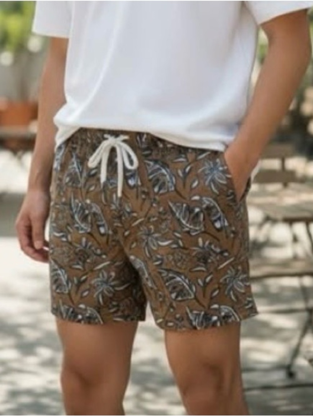 Men’s George Brown Swim Shorts with Blue Floral Print size 2XL